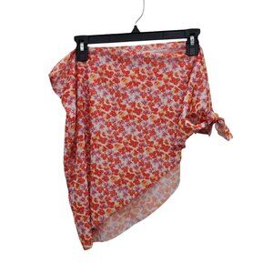 Shein‎ Women's Orange Yellow Ditsy Floral Stretch Mesh Net Tie Sarong Size S
